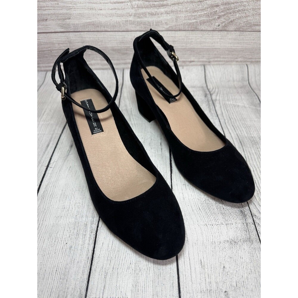 Steven by Steve Madden Black Size 8.5 Mary Jane Pump With Ankle Strap SUEDE